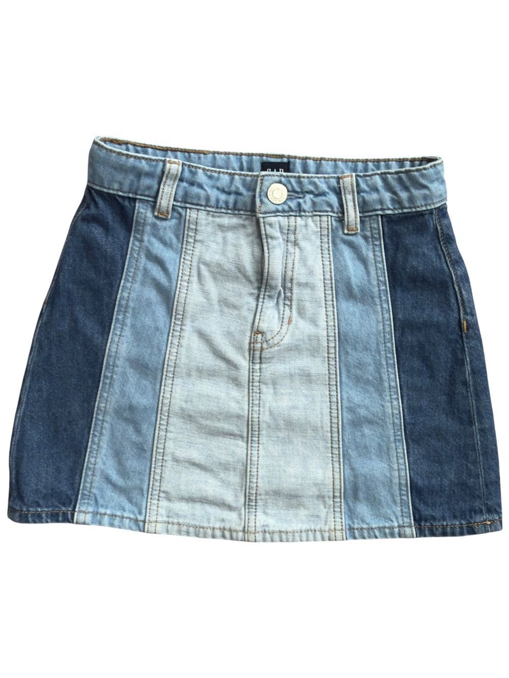 Gap Kids Girls Blue Pieced Denim Adjustable Waist Cotton Patchwork Skirt. 8.